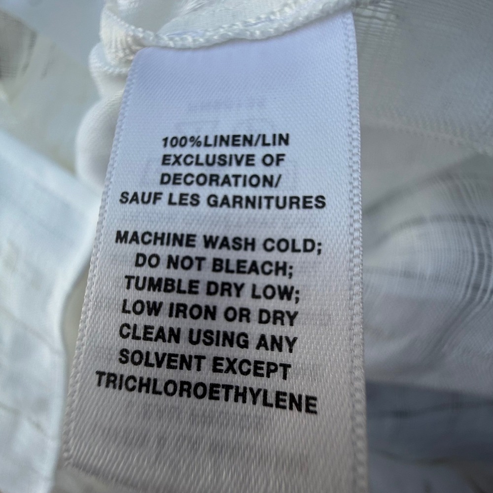 Lafayette 148 New York White Sheer Linen Grid Button Down Shirt Blouse XL - Picture 11 of 11